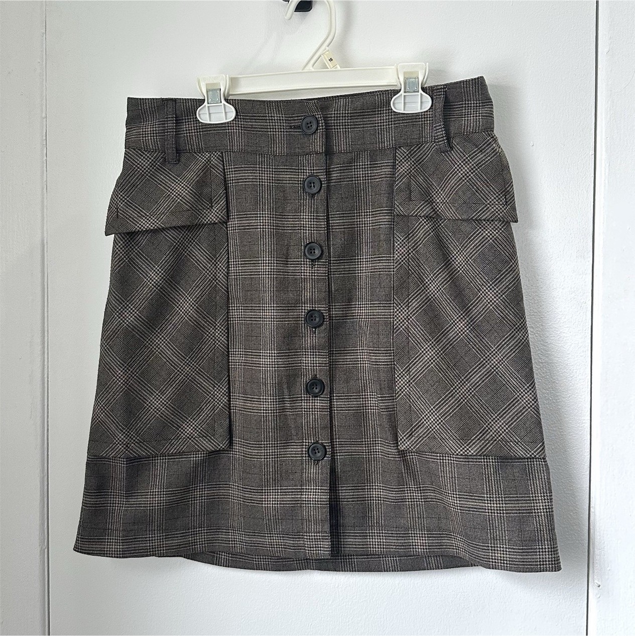 Zara Basic Plaid Button Front Short A-Line Skirt … - image 1