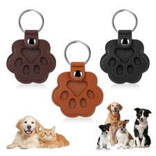 Dog Cat Hair Collector Keychain, Leather Paw Shaped Black, Coffee, Dark Brown