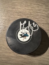 Melker Karlsson Signed San Jose Sharks Logo Puck