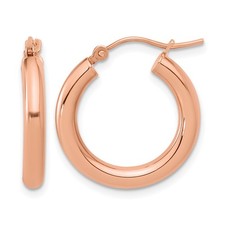 20mm 14k Rose Gold 3mm Polished Hoop Earrings LE888