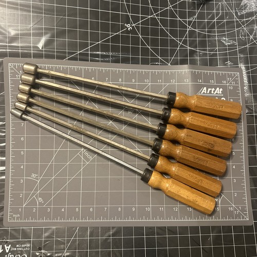 Vintage VAR France Nut Driver 6pc. Set 7-12mm - Rare Wood Handle Bicycle Tools