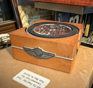 Harley-Davidson Flame Metal Round Coasters Set of 4 w/ Wood Holder
