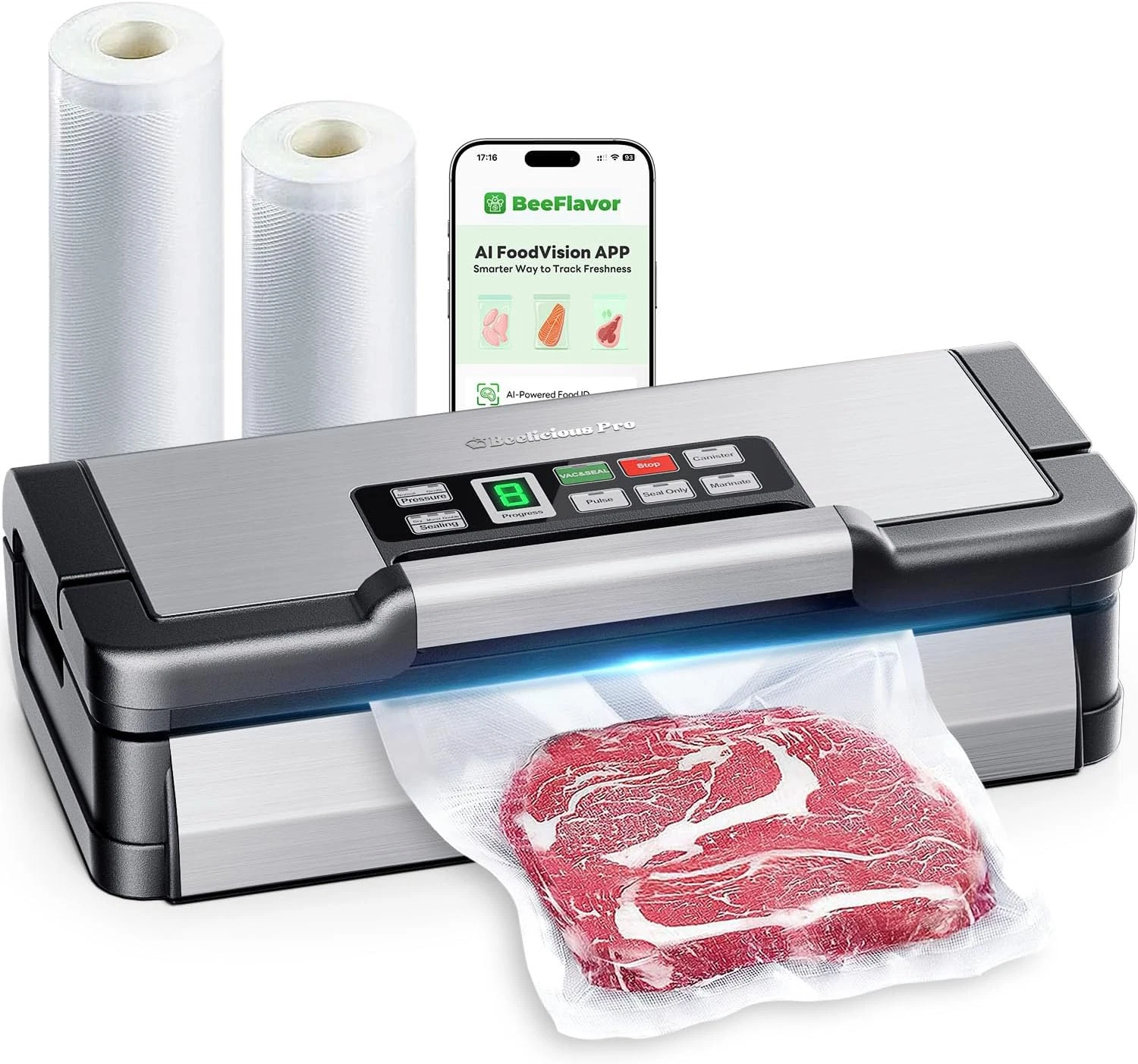 95Kpa Vacuum Sealer Machine with Aqualock Technology, for Moist Seals, 2X Seal &