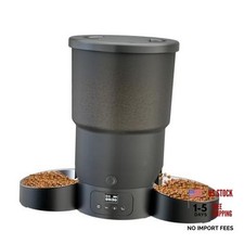 5L Automatic Cat Feeder for 2 Cats, Programmable 1-6 Meals Cat Black Two Bowls