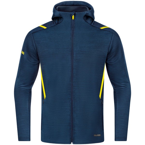 Jako Freizeitjacke Challenge Mit Kapuze - Marine Meliert/Neongelb /Gr: 44-image
