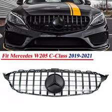 Grill For Mercedes Benz W205 C300 C43 2019-2021 Front Grille Gloss Black Wstar