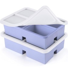 2 PACK 1 Cup Silicone Freezer Trays With Lid For Freeze  Store Soup, Broth, ...