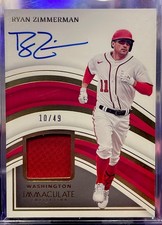 2023 Panini Immaculate Ryan Zimmerman Auto Patch /49 Nationals ON-CARD