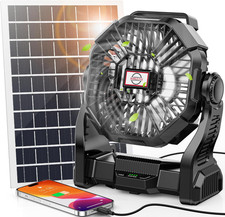 20000Mah Solar Fan with LED Lantern, 10W Solar Panel Rechargeable Battery Powere