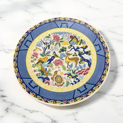 Vtg St James Hankook Korean Ceramic Lg 15  Imperial Palace Dish Multi Color Blue