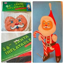 NOS VTG Mid century Fun World Inflatable 36" Vinyl Santa Claus, Multiple Avail.