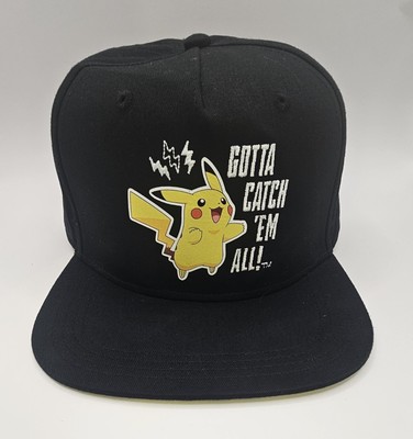 Pokémon Pikachu Snap Back Hat Adult One Size Black Embroidered Style# SBB0Z98POK