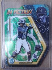 2025 Bowman Chrome Draft Baseball Jesus Made Green Mojo In Action Die cut 72/99
