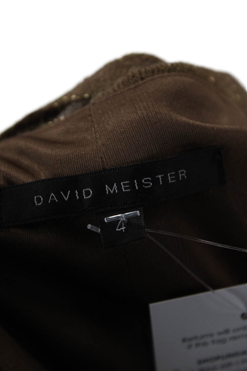 David Meister Womens Off The Shoulder Sweater Dress Brown Size 4