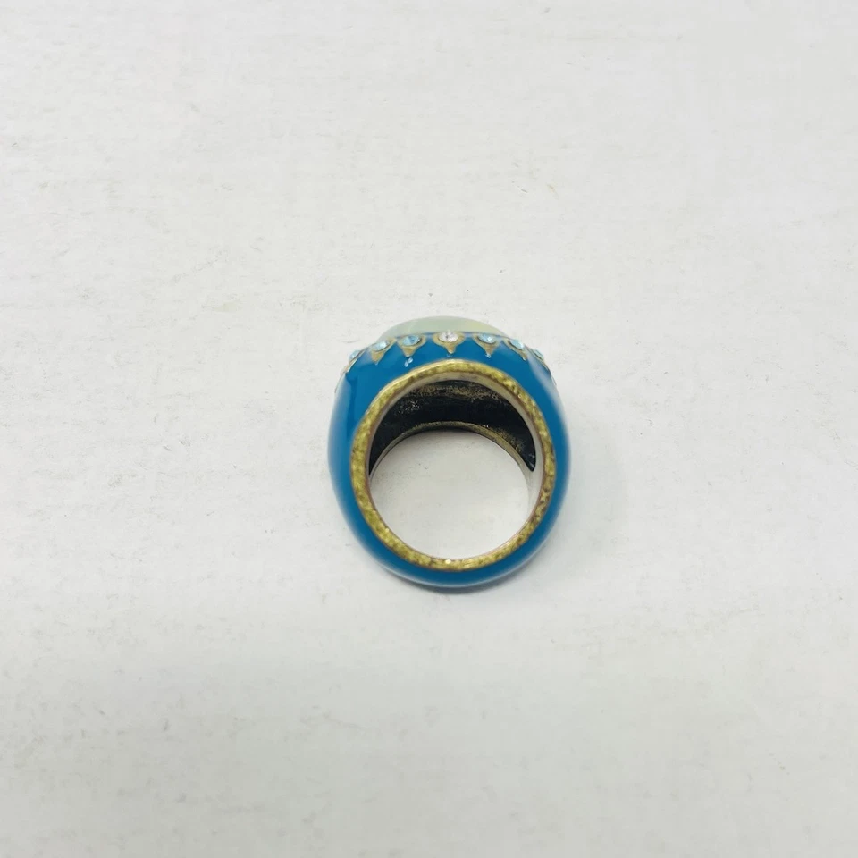 Lia Sophia Womens Size 8 Oversized Teal Enamel & Rhinestone Statement Ring - Image 4 of 4