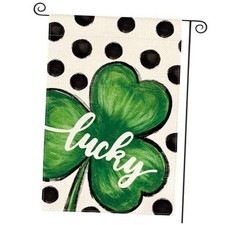 St Patricks Day Lucky Shamrock Garden Flag 12x18 Garden Size-12 x 18" Green