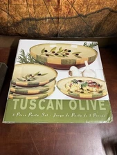 RARE Clay Art Tuscan Olive 5 Piece Pasta Set 2007 NEW 