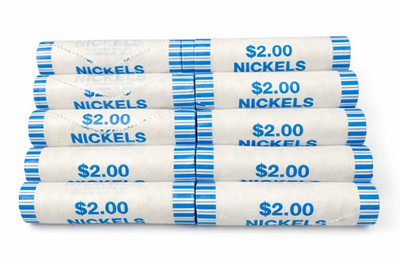 10 (TEN) Rolls - Un-searched Bank Wrapped Roll of Nickels from New Sealed Box