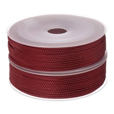 2pcs Twisted Nylon Twine Thread Beading Cord 1.5mm 20M/65 Feet String, Dark Red
