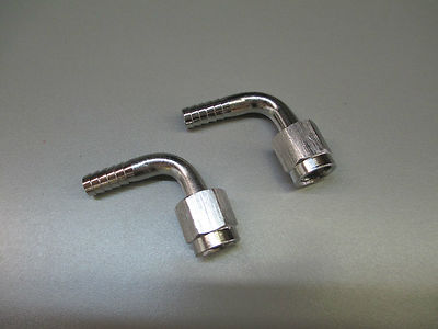 (2) 1/4'' BARB x 1/4'' SWIVEL ELBOW. STAINLESS  FITTINGS