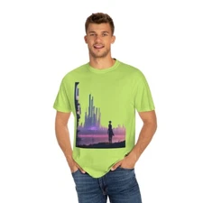 Futuristic Cityscape Unisex Garment-Dyed T-shirt
