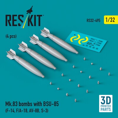 Mk.83 bombs with BSU-85 (4 pcs) (F-14, F/A-18, AV-8B, S-3) 1:32 ResKit RS32-0495