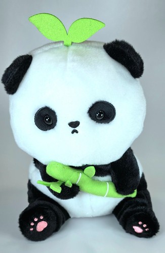 9 inch Miniso Plush Panda with Bamboo, Stuffed Animal, Giant Panda Doll