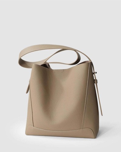 Minimalist Pebbled Leather Bucket Bag | Handcrafted Genuine Leather Shoulder Bag - Picture 23 of 26