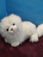 RUSS Nikki White Kitty Cat Long Fur Hair Persian Plush Stuffed Toy 14" Green eye