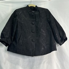 George Black Jacket Blazer Tapestry Sz 8 Retro Shimmer Swing Naru Collar Brocade