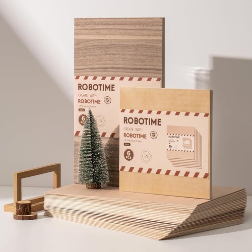 ROBOTIME 3mm Unfinished Plywood 6 Pcs Plywood Crafting Wood Sheets Laser Cutting - Picture 32 of 42