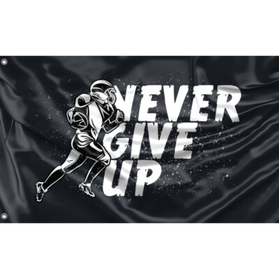 Never Give Up Astronaut Flagge einzigartiges Design 3x5 Fuß/90x150 cm Größe EU Made