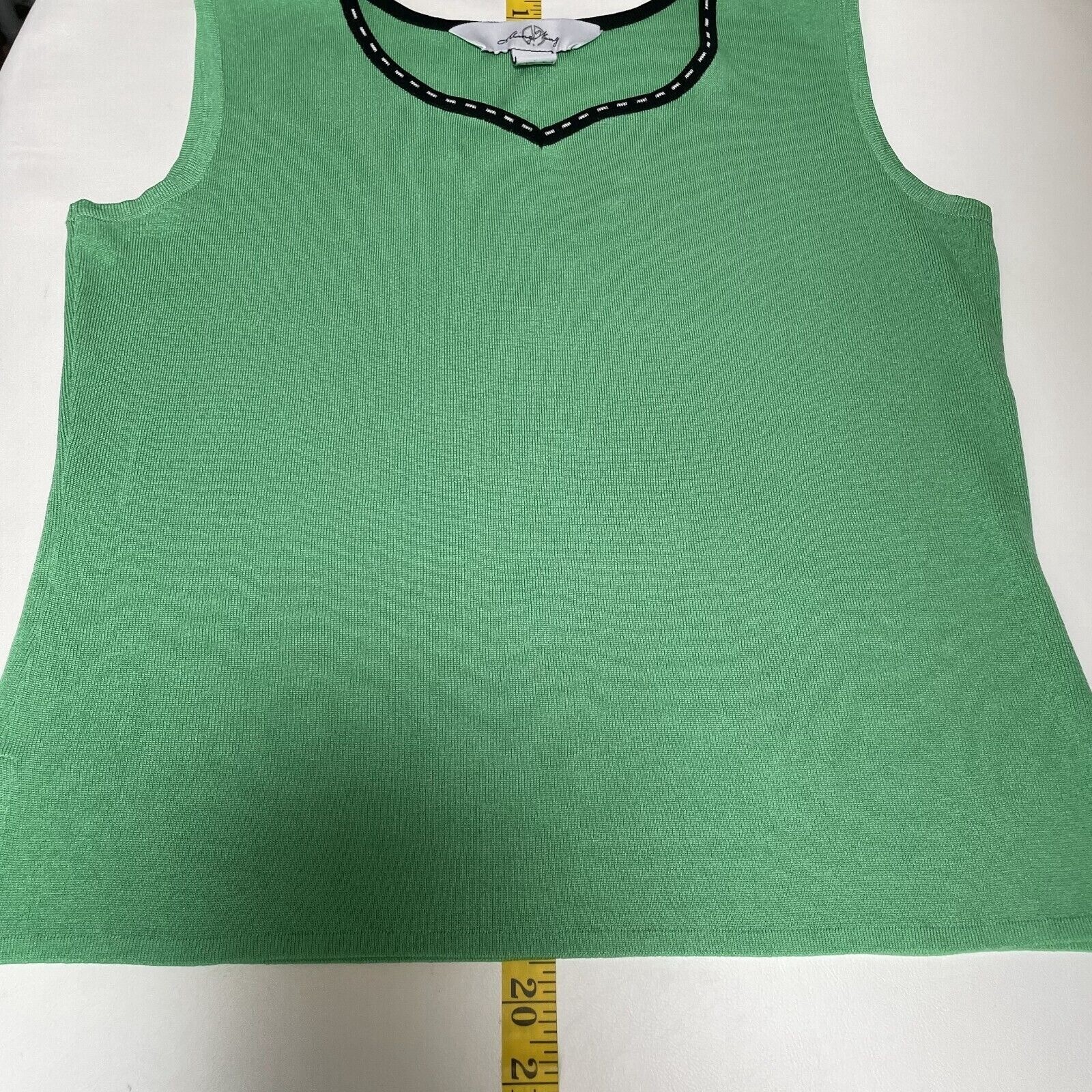 Ming Wang Knit Twin Set Womens XS Green Argyle Embroidered Cardigan Career Wear