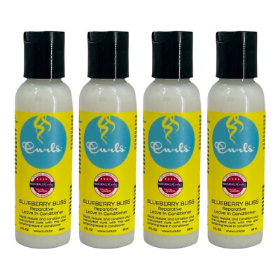 4 Pack Curls Blueberry Bliss Reparative Leave-in Conditioner 2 oz Travel Size 