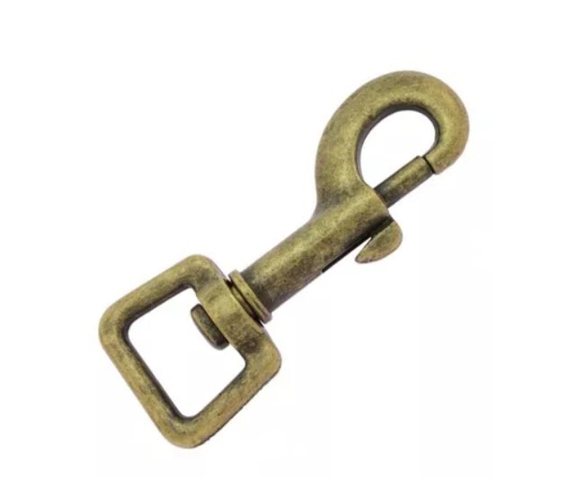 10 Mousquetons à targette 66mm en laiton antique haut de gamme avec passant carré 20mm