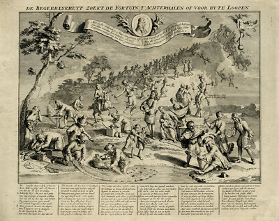 Antiker Druck - Börse - Satire - Gier in verschiedenen Altersgruppen - Johannes Law - 1720