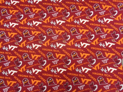 VIRGINIA TECH ''HOKIES '' SPORT DESIGN BRAND NEW 1/2 YARD  100% COTTON