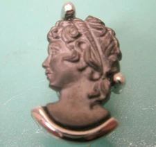 Lady Cameo Intaglio Vintage SWANK TINY SMALL Tie Tack Lapel Pin y27