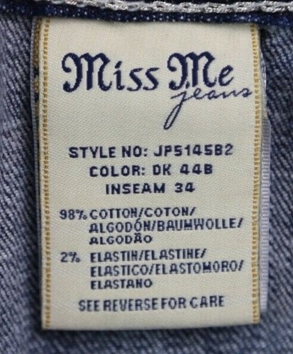 Pantalones de mezclilla para mujer Miss Me corte flor de lis embellecidos elásticos talla 31x34 - Imagen 6 de 12