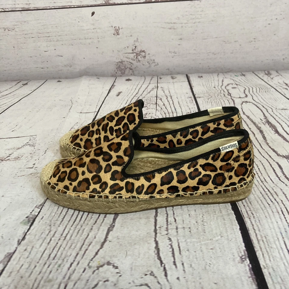 Mocasín Soludos para mujer 7 cuero pelo de becerro estampado de leopardota plana sin cordones Foto 4 de 4