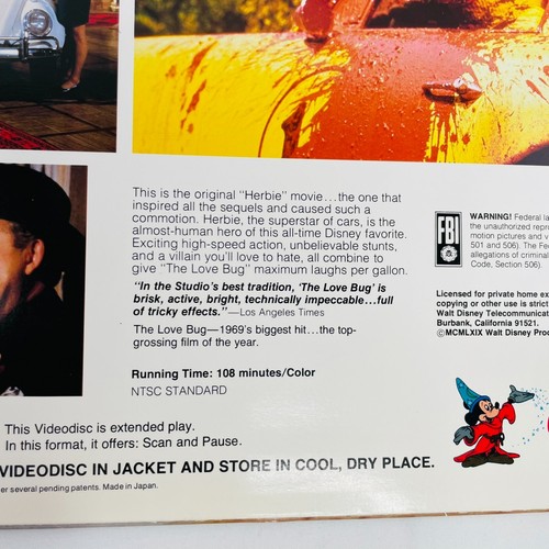 Walt Disney The Love Bug & Herbie Rides Again Home Video Movie Laserdisc LD NTSC - Picture 5 of 7