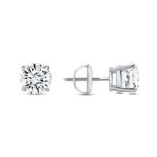 IGI F/VS 2 Ct Round Lab Created Grown Diamond Earrings Real 14K White Gold Screw