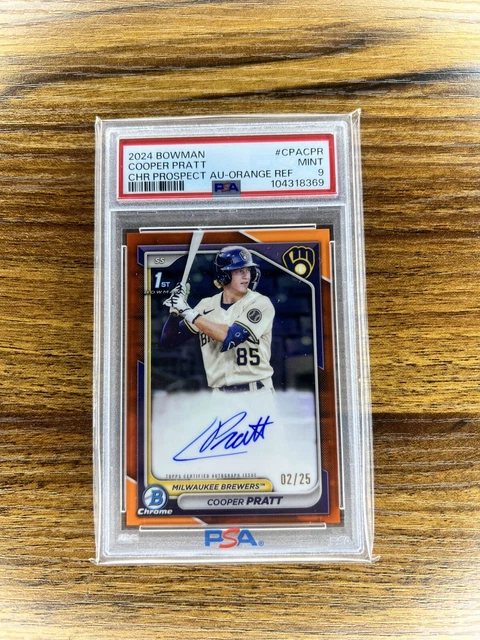 COOPER PRATT 2024 Bowman Chrome Orange Refractor RC Auto /25 PSA 9 #CPACPR