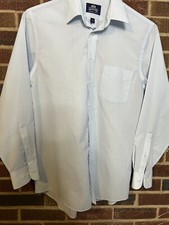 Stafford Shirt Men's Size 15 1/2 Blue Button Down Super Shirt Wrinkle Free