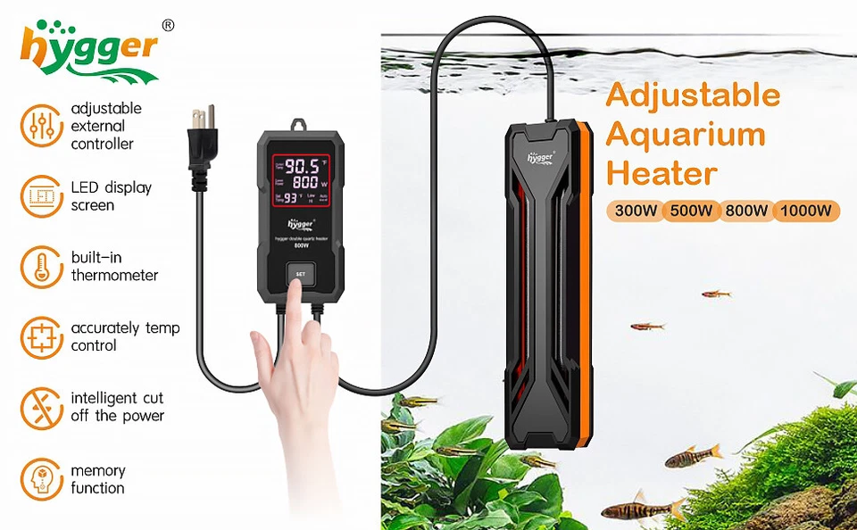 hygger 300W/500W/800W/1000W Aquarium Heater Submersible Freshwater Fish Tank - Image 3 of 4