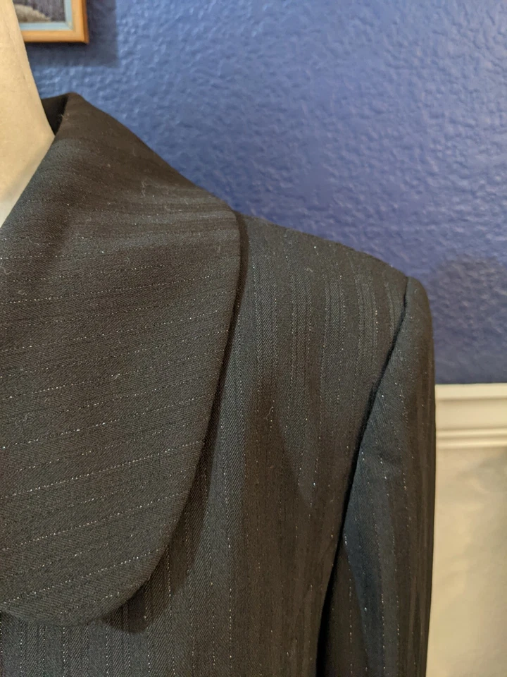 Mac & Jac Long Sleeve Collared Black Metallic Thread Blazer Jacket Sz 16 XXL - Image 4 of 4