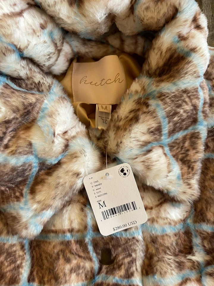 Free People клетку меха Shacket куртка уютный супер мягкий размер M новый с Ярлыками $280 клатч - Изображение 3 из 4