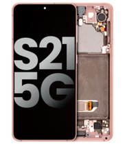 OLED Assembly W/Frame For Samsung Galaxy S21 5G Used OEM Pull:Grade B/C Pink