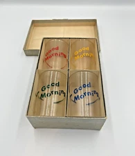 Set of 4 Vintage Rainbow Artware 826 GOOD MORNING Juice Glasses w/ Box
