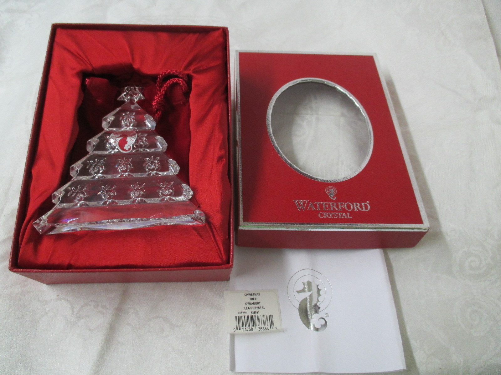 Vintage Waterford Crystal ornament Christmas Tree w/ wire & bead hanger